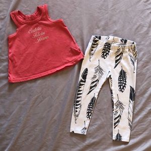 Calvin Klein shirt with Feather print pants